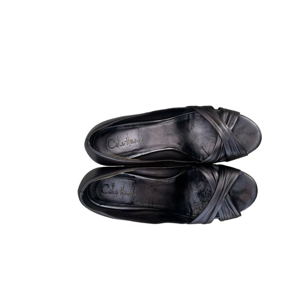 Cole Haan 9.5 B Air Camilla Metallic Gray Taupe Wedge Shoes 2.5" Heels - Picture 7 of 12